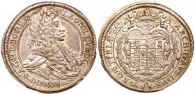 Leopold I (1657-1705). Silver Taler, 1698. Graz mint. Large laureate and cuirassed bust right. Reverse; Crowned arms (Dav 3235; KM 1348.3). In NGC hol...