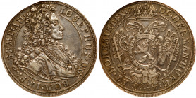 Joseph I (1705-1711). Silver Taler, 1709-GE. Prague mint. Large laureate bust right, leg: IOSEPHUS. D:G: ROMAN: IMP: SEMP:AU. Reverse; Crowned double ...