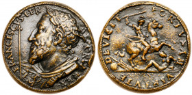 Francis I (1515-1547). Cast Bronze Medal, undated. Laureate bust left, cuirassed, scepter. leg: FRANCISCVS I FRANCORVM REX. Reverse; Rider striking at...