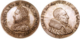 Henry III (1574-1589). Silver Medal, dated 1578. Laureate bust left, leg: HENRICVS. III. DG. FRANCOR. ET. POL. REX. 1578+. Reverse; Bust of Cardinal R...