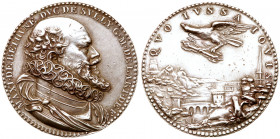 Maximilian of Bethune, Duke of Sully (1559-1641). Silver Medal, 1607. Bearded bust right in ruff collar. Reverse; QVO IVSSA IOVIS, an eagle flies over...