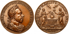 Louis XIII (1610-1643). Bronze Medal, 1627. Translation of Henri III's Heart to Saint-Cloud. Dated 1627. HENRICVS. PIVS. D. G. FRANCORVM. ET. POL. REX...