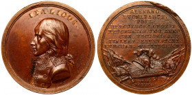 Napoleon Bonaparte. "Treaty of Campo Formio" Medal, 1797. Uniformed bust of Napoleon left, ITALICUS above. Reverse; Inscription above trophy of flags,...