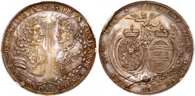 Bavaria. Maximilian II Emanuel (1679-1726). Silver Striking of 5 Ducats, ND (1685). Commemorates the first marriage of Maximilian Emanuel to Maria Ant...