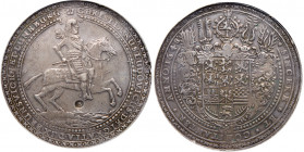 Brunswick-L&uuml;neburg-Celle. Christian Ludwig (1648-1665). Silver Triple Taler, 1648-HS. Christian Ludwig, holding a baton and reins, astride horse ...