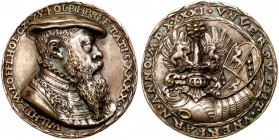 Kolberg. Wilhelm L&ouml;ffelholz von Kolberg (1501-1554). cast Silver Medal, 1541. By Mathes Gebel (c.1500-1574). Bust right in scarf with beret. Reve...