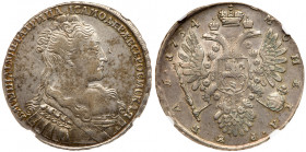 Rouble 1734. Moscow, Kadashevsky mint. 1734 portrait, five pearls in hair, pellet either side of PУБЛЬ. Bit 99 (R), Diakov 29. Authenticated and grade...