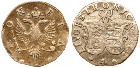 Coinage for Livonia. 4 Kopecks Livonaises 1757. 0.96 gm. Bit 641, Sev 1756 (S). Good very fine. Estimated Value $150 - UP