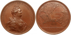 Medal. Bronze. 66 mm. By T. Ivanov. On the Annexation of the Crimea and Taman to Russia, 1783. Diakov 196.4 (R1). Crowned and mantled Catherine II bus...