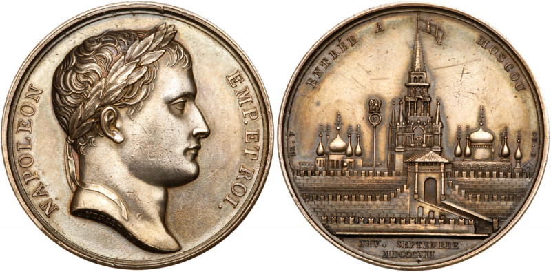 Medal. Silver. 40.6 mm. By Andrieu and Brenet. On Napoleon’s Entry into Moscow, ...