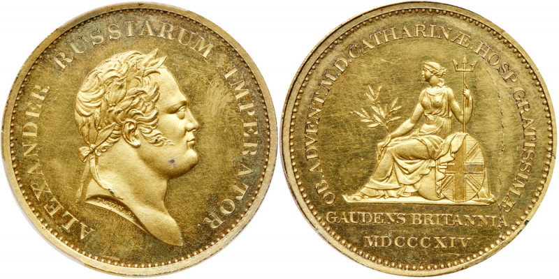 Medal. Gilt Bronze. 34.7 mm. By T. Wyon. On the Visit of Grand Duchess Catherine...