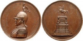 Medal. Bronze. 86 mm. By P. Brusnitsyn. On the Opening of the Nicholas I Monument in St. Petersburg, 1859. Diakov 681.1 (R2), Sm 621/a. Uniformed, hel...