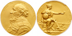 Prize Medal. GOLD. 53mm, 90.52 gm. By A. Vasyutinsky. P.P. Semenov – Imperial Russian Geographic Society, nd (1899). Diakov 1291 (R5), Sm 1231. Unifor...