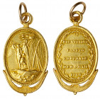 Svenskundsmedaljen ("Frederikshavn Medal"), 1790. Type II. GOLD. 40.5 x 21.9 mm. 17.8 gm. By C. G. Fehrman. Bit 1174 (R4), Barac 21. Victory standing ...