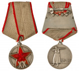 Documented Medal ‘For 20th Anniversary of the RKKA’. Type 2. 1938 medal. Silver. Type 2, on 5-sided suspension. Comes with medal’s award booklet (cont...