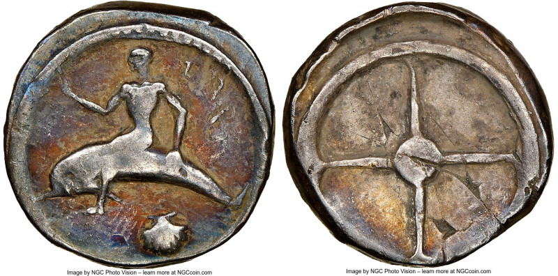 CALABRIA. Tarentum. Ca. 480-450 BC. AR didrachm (17mm, 7.81 gm). NGC Choice Fine...