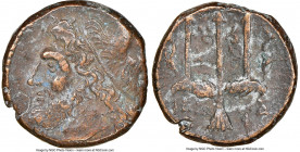 SICILY. Syracuse. Hieron II (ca. 275-215 BC). AE litra (18mm, 8h). NGC Choice VF. Head of Poseidon left, wearing taenia / ΙΕΡΩ-ΝΟΣ/Θ-Φ, trident head, ...
