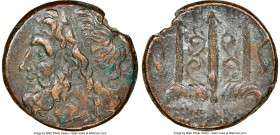 SICILY. Syracuse. Hieron II (ca. 275-215 BC). AE litra (18mm, 12h). NGC Choice VF. Head of Poseidon left, wearing taenia / ΙΕΡΩ-ΝΟΣ, trident head, dol...