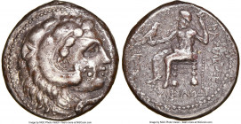 MACEDONIAN KINGDOM. Alexander III the Great (336-323 BC). AR tetradrachm (25mm, 17.10 gm, 12h). NGC Choice VF 5/5 - 2/5, countermark. Late lifetime-ea...