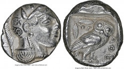 ATTICA. Athens. Ca. 465-455 BC. AR tetradrachm (24mm, 17.11 gm, 10h). NGC Choice XF 4/5 - 4/5. Head of Athena right, wearing crested Attic helmet orna...