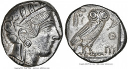 ATTICA. Athens. Ca. 440-404 BC. AR tetradrachm (24mm, 17.13 gm, 8h). NGC MS 5/5 - 4/5. Mid-mass coinage issue. Head of Athena right, wearing earring, ...