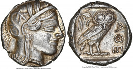 ATTICA. Athens. Ca. 440-404 BC. AR tetradrachm (24mm, 17.19 gm, 7h). NGC Choice AU 5/5 - 5/5. Mid-mass coinage issue. Head of Athena right, wearing ea...