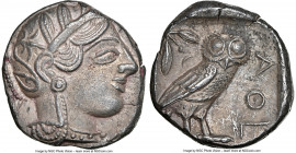 ATTICA. Athens. Ca. 440-404 BC. AR tetradrachm (24mm, 17.18 gm, 8h). NGC Choice AU 5/5 - 3/5. Mid-mass coinage issue. Head of Athena right, wearing ea...