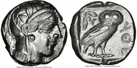 ATTICA. Athens. Ca. 440-404 BC. AR tetradrachm (23mm, 17.18 gm, 10h). NGC AU 5/5 - 4/5. Mid-mass coinage issue. Head of Athena right, wearing earring,...