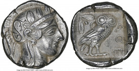 ATTICA. Athens. Ca. 440-404 BC. AR tetradrachm (24mm, 17.07 gm, 2h). NGC AU 5/5 - 4/5. Mid-mass coinage issue. Head of Athena right, wearing earring, ...
