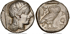 ATTICA. Athens. Ca. 440-404 BC. AR tetradrachm (23mm, 17.19 gm, 2h). NGC AU 5/5 - 3/5. Mid-mass coinage issue. Head of Athena right, wearing earring, ...