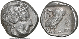 ATTICA. Athens. Ca. 440-404 BC. AR tetradrachm (23mm, 17.13 gm, 10h). NGC Choice XF 5/5 - 3/5. Mid-mass coinage issue. Head of Athena right, wearing e...