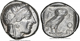 ATTICA. Athens. Ca. 440-404 BC. AR tetradrachm (23mm, 17.15 gm, 10h). NGC XF 5/5 - 3/5. Mid-mass coinage issue. Head of Athena right, wearing earring,...