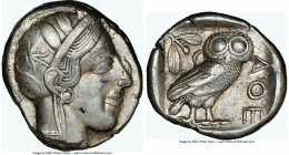 ATTICA. Athens. Ca. 440-404 BC. AR tetradrachm (23mm, 17.17 gm, 9h). NGC Choice VF 5/5 - 4/5. Mid-mass coinage issue. Head of Athena right, wearing ea...