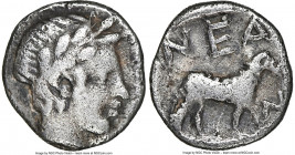 TROAS. Neandria. Ca. 4th century BC. AR obol (8mm, 0.58 gm, 6h). NGC VF 5/5 - 3/5. Laureate head of Apollo right / NEA / N, ram advancing right; all w...