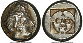 LESBOS. Mytilene. Ca. 454-427 BC. EL sixth-stater or hecte (10mm, 2.55 gm, 11h). NGC Choice VF 3/5 - 4/5. Head of Actaeon right, with wavy hair, stag ...