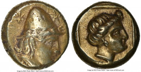 LESBOS. Mytilene. Ca. 377-326 BC. EL sixth-stater or hecte (10mm, 2.56 gm, 6h). NGC Choice VF 4/5 - 4/5. Head of young Cabeiros right, wearing wreathe...