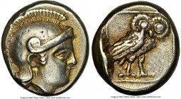 LESBOS. Mytilene. Ca. 377-326 BC. EL sixth-stater or hecte (10mm, 2.51 gm, 6h). NGC Choice VF 4/5 - 3/5. Head of Athena right wearing crested Attic he...