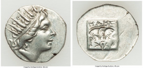 CARIAN ISLANDS. Rhodes. Ca. 88-84 BC. AR drachm (16mm, 2.25 gm, 11h). XF. Plinthophoric standard, Maes, magistrate. Radiate head of Helios right / MAH...