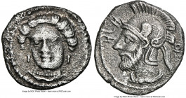 CILICIA. Tarsus. Time of Pharnabazus or Datames, Ca. 380-362/1 BC. AR obol (10mm, 3h). NGC XF. Head of female (Arethusa?) facing, turned slightly left...