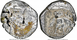 PHILISTIA. Uncertain mint. Ca. mid 5th century-333 BC. AR obol (10mm, 0.76 gm, 12h.). NGC Choice VF 4/5 - 2/5. Laureate and bearded male head right / ...