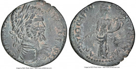 PISIDIA. Antioch. Septimius Severus (AD 193-211). AE (23mm, 5.58 gm, 6h). NGC Choice XF 4/5 - 3/5. IMP C SEV PE-RT AVG IMP XI (second MP ligate), laur...