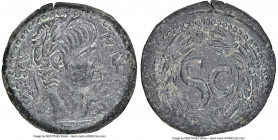 SYRIA. Antioch. Nero (AD 54-68). AE (23mm, 12h). NGC Choice XF. IM•NER·CLAV CAESAR, laureate head of Nero right, serpent below chin / S•C inscription ...