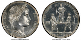 Napoleon silver Specimen "Coronation" Medal L'An XIII (1804) SP64 PCGS, Bram-326. 40mm. By Andrieu & Jeuffroy. Untoned white surfaces with high relief...