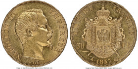Napoleon III gold 50 Francs 1857-A MS61 NGC, Paris mint, KM785.1, Fr-547. AGW 0.4667 oz. 

HID09801242017

© 2020 Heritage Auctions | All Rights R...