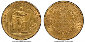 Republic gold 20 Francs 1878-A AU55 PCGS, Paris mint, KM825, Gad-1063. 

HID09801242017

© 2020 Heritage Auctions | All Rights Reserved