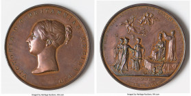 Victoria bronze "Coronation" Medal 1838 XF, BHM-1832. 54.2mm. 80.64gm. By T.W. Ingram. VICTORIA D G BRITANNIAR REGINA head left / BORN MAY 24, 1819 AS...