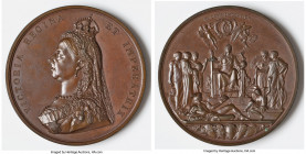 Victoria bronze "Golden Jubilee" Medal ND (1887) AU, Eimer-1733b, BHM-3219. 77mm. Edge plain. By J.E. Boehm and F. Leighton. VICTORIA REGINA ET IMPERA...