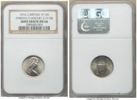 Elizabeth II Mint Error - Foreign Planchet copper-nickel New Penny 1974 MS66 NGC, cf. KM915 (bronze). Foreign Planchet 2.77gm. 

HID09801242017

©...