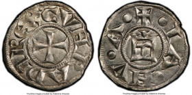Genoa. Republic Denaro ND (1139-1339) MS64 PCGS, Biaggi-835. 17mm. Struck in the name of Holy Roman Emperor Conrad II. + •IA•NV•A• Castle / CVNRADI RЄ...