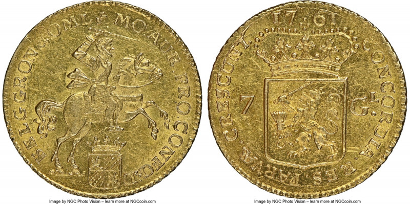 Groningen & Ommeland. Provincial gold 7 Gulden 1761 MS62 NGC, KM60, Fr-245. 

...